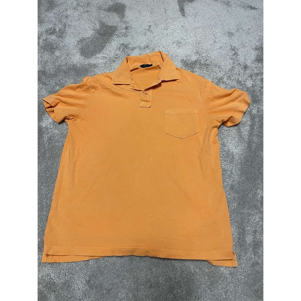 J.Crew Men's Orange Garment-Dyed Slub Cotton Pocket Polo Shirt Size Small